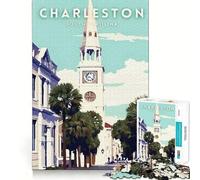Puzzle de 1000 pièces pour Adolescents,thème Voyage,Charleston,Caroline du Sud,Art épuré,Casse-tête logique,Jeu de Loisirs,Cadeau d'anniversaire (50x75cm)