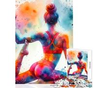 Puzzle de 1000 pièces pour Adolescents thème Yoga et Aquarelle Jeu éducatif Cadeau d'anniversaire Jeu Familial avec Poster et fiche de Questions Assortis Dimensions 50x75cm