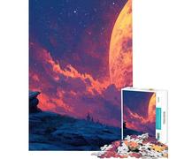 Puzzle de 1000 pièces pour Adolescents ThèmeLecture Nocturne sous Une Lune géante Jeu éducatif de 1000 pièces Une œuvre d'art Jeu Familial éducatif (38x52cm)