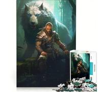 Puzzle de 1000 pièces pour Adolescents Thor Odin et Le Loup Dieux Vikings Jeu de Construction détente intellectuelle idéal pour décorer Un Bureau 50x75cm