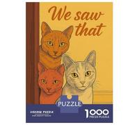 Puzzle De 1000 Pièces pour Adolescents Three Cats We Saw That Bathroom Poster Puzzles pour Adolescents - Défi Difficile - Chaque Pièce Est Unique - Jouets Éducatifs 70x50cm/1000pcs