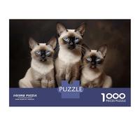 Puzzle De 1000 Pièces pour Adolescents Three Siamese Cats Puzzles pour Adultes, Jeu De Réflexion, Cadeau D'assemblage De Motifs pour Les Amis Et La Famille 70x50cm/1000pcs