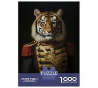 Puzzle De 1000 Pièces pour Adolescents Tiger Animal Dressed King Puzzle pour Adultes Jeu Manuel pour Améliorer La Mémoire Cadeau d'anniversaire, Cadeaux, 70x50cm/1000pcs