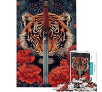 Puzzle de 1000 pièces pour Adolescents Tiger Blade Puzzle de précision à découper défi éducatif Cadeau d'anniversaire (Taille 50x75cm)