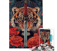Puzzle de 1000 pièces pour Adolescents Tiger Blade Puzzle de précision pour Adolescents Interaction Parent-Enfant Cadeau de Noël ou d'anniversaire (Taille 38x52cm)