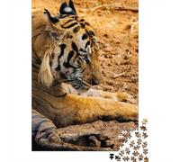 Puzzle De 1000 Pièces pour Adolescents Tiger Cub Resting Puzzle pour Adolescents Activités Familiales Interaction Parent-Enfant Cadeaux pour Amis Et Famille 70x50cm/1000pcs