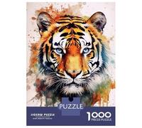 Puzzle de 1000 pièces pour adolescents Tigre Aquarelle Puzzle Jouets Décoration murale Décoration parfaite Cadeaux uniques pour anniversaire et Noël 52 x 38 cm/1000 pièces