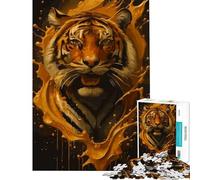 Puzzle de 1000 pièces pour Adolescents Tigre dans Un Liquide doré défi intellectuel Jouet addictif Jeu Amusant amélioration de la mémoire Cadeau Artistique (Taille 75x50cm)