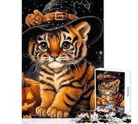 Puzzle de 1000 pièces pour Adolescents Tigre d'halloween Jeu de 1000 pièces Idéal pour se détendre s'amuser et améliorer sa mémoire (38x52cm)