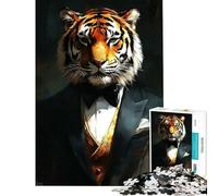 Puzzle de 1000 pièces pour Adolescents Tigre en Smoking Jeu anthropomorphique Stimulant et Difficile idéal comme Cadeau ou Jouet (50x75cm)