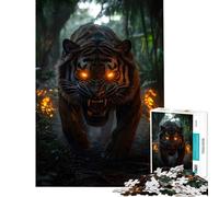 Puzzle de 1000 pièces pour Adolescents Tigre féroce dans la Jungle Idéal pour Un Anniversaire ou Noël Jeu Amusant et Humoristique à réaliser soi-même à partir de 14 Ans Dimensions 38x52cm