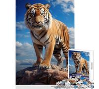Puzzle de 1000 pièces pour Adolescents Tigre Majestueux Jeu Anti-Stress Idée Cadeau Casse-tête Stimulant pour développer la motricité Fine et l'intelligence Dimensions 38x26cm