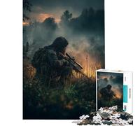Puzzle de 1000 pièces pour Adolescents tireur d'élite camouflé dans Un Champ herbeux Jeu Stimulant et Anti-Stress pour Un échange de Cadeaux (38x26cm)