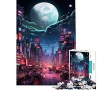 Puzzle de 1000 pièces pour Adolescents Tokyo Moon Night Jeu de réflexion Difficile et Relaxant adapté aux 14 Ans et Plus 38x52cm