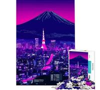 Puzzle de 1000 pièces pour Adolescents Tokyo néon Cyberpunk Activités Amusantes à la Maison Découpe de précision Jeux relaxants pour Les 14 Ans et Plus Jeu de Puzzle Offert (38x26cm)
