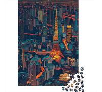 Puzzle De 1000 Pièces pour Adolescents Tokyo Tower Night View Puzzles pour Adultes Vacances À La Maison Tuer Le Temps Chaque Pièce Est Unique pour Les Jeux 52x38cm/1000pcs