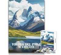 Puzzle de 1000 pièces pour Adolescents Torres Del Paine W Circuit Chili - Idée Cadeau pour des soirées Jeux et Divertissement en Famille - Analyse et logique - Dimensions:38x52cm
