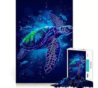 Puzzle de 1000 pièces pour Adolescents Tortue Aquarelle Animal Jeu d'adresse et de réflexion Loisirs Décoration de Noël pour la Maison (38x52cm)