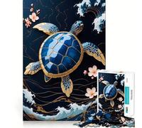 Puzzle de 1000 pièces pour Adolescents Tortue dorée Art Kintsugi Découpe précise Jeu Amusant et Relaxant Cadeau d'anniversaire Original (38x26cm)