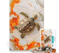 Puzzle de 1000 pièces pour Adolescents Tortue sur marbre Jeu de Concentration et de détente Décoration Murale de Noël (38x26cm)