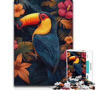 Puzzle de 1000 pièces pour Adolescents : Toucan coloré dans Un Feuillage Tropical, idéal pour se détendre à la Maison ou comme Cadeau d'anniversaire à partir de 14 Ans, 50x75cm