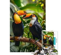 Puzzle de 1000 pièces pour Adolescents Toucan Duo Iconic Blooms Jeu de réflexion Stimulant Jouet pour la décoration intérieure (Taille 75x50cm)