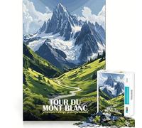 Puzzle de 1000 pièces pour Adolescents, Tour du Mont Blanc, Paysage, Art, Ajustement serré, Jeu, compétences mentales, Divertissement, Loisirs, décoration de Noël (50x75cm)