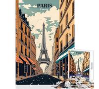 Puzzle de 1000 pièces pour Adolescents Tour Eiffel Rues de Paris Jeu de réflexion décoration Parfaite Jouet Amusant pour s'amuser à la Maison (75x50cm)