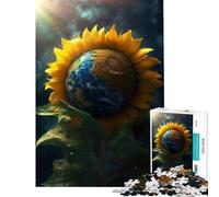 Puzzle de 1000 pièces pour Adolescents Tournesol Terre Galaxie Soleil Jeux relaxants Apprentissage Jouets éducatifs Cadeaux de Père Noël Secret Découpe de précision (Dimensions 38x52cm)