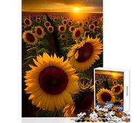 Puzzle de 1000 pièces pour Adolescents Tournesols au crépuscule, Jeu éducatif et ludique, idéal pour Une liste de souhaits avec Le Père Noël, Format 38x26cm