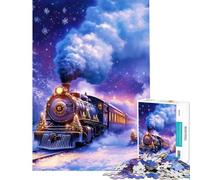 Puzzle de 1000 pièces pour Adolescents Train de Noël en Hiver idéal pour Un Anniversaire ou Noël Jeu Amusant et Humoristique à réaliser soi-même à partir de 14 Ans Dimensions 38x52cm