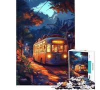 Puzzle de 1000 pièces pour Adolescents Tramway de Nuit dans Une Ville Japonaise Puzzle pour Adultes Jeu Familial Amusant et Humoristique à Faire à la Maison (Taille 38x26cm)