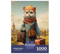 Puzzle De 1000 Pièces pour Adolescents Travel Guide Cat Puzzles pour Adultes, Jeu Familial Difficile, Défi Idéal comme Cadeau 38x26cm/1000pcs