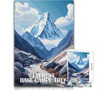 Puzzle de 1000 pièces pour Adolescents, Trek du Camp de Base de l'Everest au Népal, Divertissement Familial et soirée Jeux, Niveau de difficulté élevé, Jouet Anti-Stress, Dimensions 38x52cm