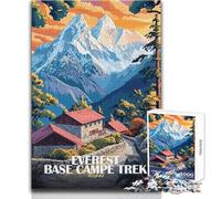 Puzzle de 1000 pièces pour Adolescents - Trek du Camp de Base de l'Everest au Népal - Jeu Artistique au Design soigné - Défi Difficile - Cadeau d'anniversaire - Dimensions 50x75cm