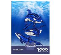 Puzzle De 1000 Pièces pour Adolescents Tribal Orca Killer Whales Puzzles pour Adolescents, Jouets À Monter Soi-même, Découpe De Précision, Cadeaux De Noël Et d'anniversaire 38x26cm/1000pcs