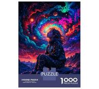 Puzzle De 1000 Pièces pour Adolescents Tripping Neon Space Girl Jeu De Réflexion Amusant Et Humoristique, Cadeau Unique pour Un Anniversaire Ou Noël 38x26cm/1000pcs