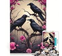 Puzzle de 1000 pièces pour Adolescents Trois Corbeaux sur Un Rosier Jeu éducatif Cadeau d'anniversaire présent Unique pour Un Anniversaire ou Noël 50x75cm