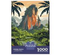 Puzzle De 1000 Pièces pour Adolescents Tropical Jungle Landscape with Mountain Puzzles pour Adolescents - Jeu Manuel - Une Œuvre d'art - Cadeaux Uniques pour Un Anniversaire Ou Noël 52x38cm/1000pcs