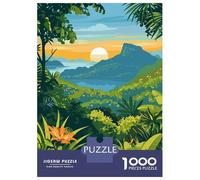 Puzzle De 1000 Pièces Pour Adolescents Tropical Landscape with Mountain And Sunset Puzzles Pour Adultes, Jouets À Monter Soi-même, Course De Vitesse Manuelle, Cadeaux Uniques D'anniversaire Et De Noël