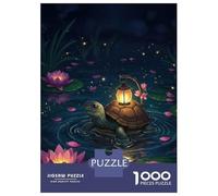 Puzzle De 1000 Pièces pour Adolescents Turtle with Lantern in Lily Pond Puzzles pour Adultes Jeux Relaxants Découpe De Précision Cadeaux De Noël Et d'anniversaire 52x38cm/1000pcs
