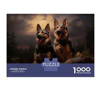 Puzzle De 1000 Pièces pour Adolescents Two German Shepherds at Dusk Puzzle pour Adultes Jeu Manuel pour Améliorer La Mémoire Cadeau d'anniversaire, Cadeaux, 52x38cm/1000pcs