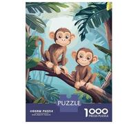 Puzzle De 1000 Pièces pour Adolescents Two Monkeys in Jungle Puzzles pour Adultes, Jeu Familial Difficile, Défi Idéal comme Cadeau 38x26cm/1000pcs
