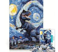 Puzzle de 1000 pièces pour Adolescents Tyrannosaurus Rex Night Jeu Impossible Cadeau d'anniversaire avec Poster et fiche de Questions Assortis 38x26cm