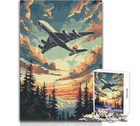 Puzzle de 1000 pièces pour Adolescents - Un Avion Qui Vole dans Le Ciel - Arbre - Idéal pour des soirées Jeux en Famille - À Assembler soi-même - Cadeau Parfait - Dimensions : 38x26cm