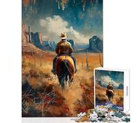 Puzzle de 1000 pièces pour Adolescents Un Cavalier Solitaire dans Le désert Jeu de réflexion amélioration de la mémoire décoration intérieure Jouet Anti-Stress Cadeau (38x52cm)