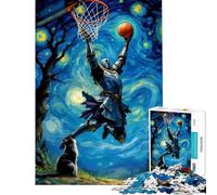 Puzzle de 1000 pièces pour Adolescents Un Chevalier Marque des Points au Basket-Ball sous Un Ciel étoilé Défi éducatif Passe-Temps idéal pour Les Vacances à la Maison décoration et Jouet