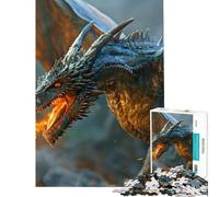 Puzzle de 1000 pièces pour Adolescents Un Dragon cracheur de feu Jeu éducatif défi Cadeau d'anniversaire décoration Murale (Dimensions 38x26cm)