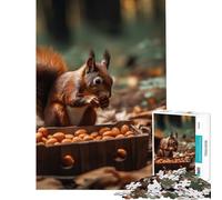 Puzzle de 1000 pièces pour Adolescents Un écureuil ramasse des Noisettes Jeu Stimulant et éducatif Une véritable œuvre d'art Idéal comme Cadeau ou Jouet (Dimensions 38x52cm)