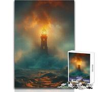 Puzzle de 1000 pièces pour Adolescents : Un Phare et Une mer orageuse Jeu au Design soigné, idéal pour améliorer la mémoire et comme Cadeau d'anniversaire Dimensions : 38x52cm